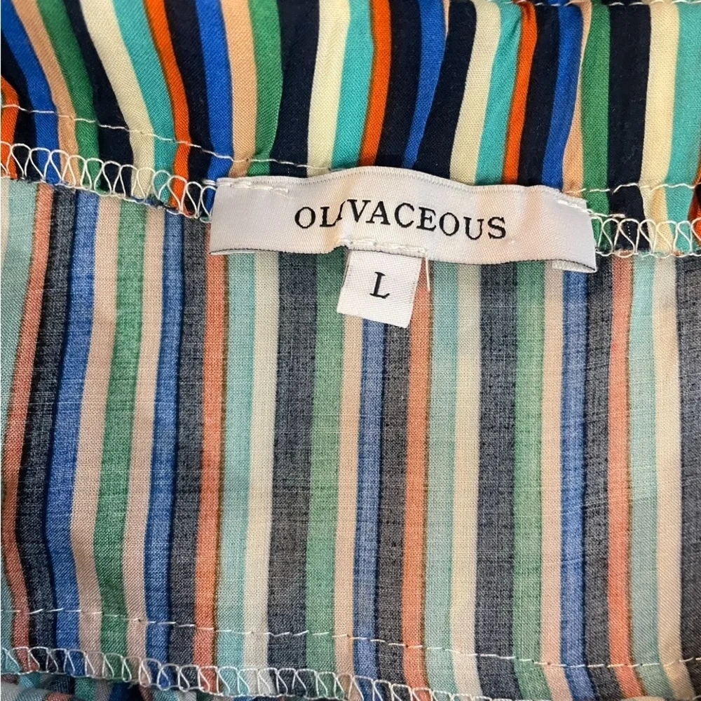 OliviaCeous Vibrant Rainbow Striped Ruffle Skorts, shorts,Mini, Large,New - Picture 5 of 7